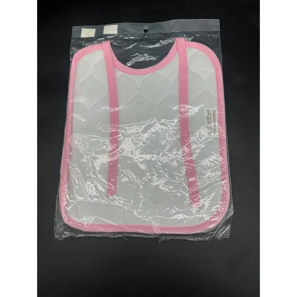 Janlynn Personal Wares Quilted Baby Bib Pink Trim White Embroidery Blank